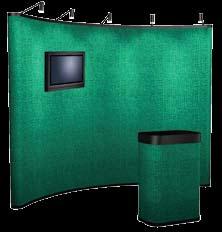 04 POP-UP DISPLAY systems (shown with Las Vegas Lights optional monitor/mount and 4600 case conversion) FABRIC / GRAPHIC Fabric pop-up displays set up quickly and easily, and are perfect for making a