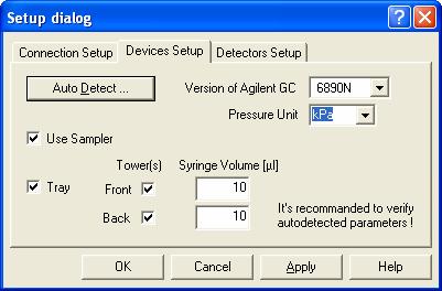 Go to the Devices tab Installation Procedure Fig. 6. Devices Setup Use the Autodetect button to read in instrument configuration and check the communication.