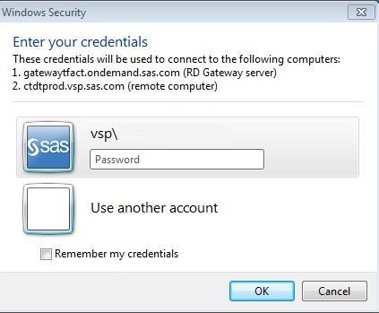 You may be asked about the remote computer s security certificate. This certificate comes from SAS and should be trusted.