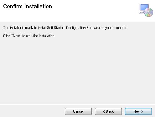 Click next to progress through the Install Wizard and install the Soft Starters Configuration
