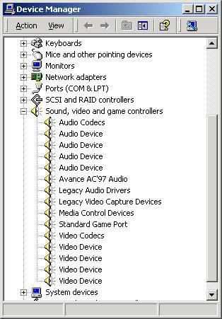 14. After the drivers are installed, look under the [Device Manager], [Audio Device] and [Video Device]. If you use E-Vista 300 series.