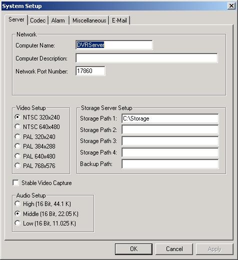 B. System Setup Server Network [Computer Name]: The name of E-Vista system, if enable name server registration, this name will upload to Name Server.