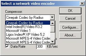 J. Use / Choose Recording VCM Encoder Click here, it will show the picture of Select a recording video encoder.