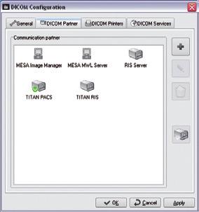 1. 2. 3. 4. 3.2 DICOM Partner tab The DICOM communication can only be performed between the known work stations (DICOM partner). A DICOM Partner can be set up under DICOM Configuration/DICOM Partner.