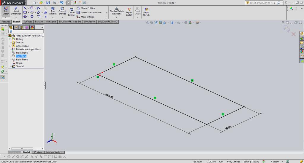 SMART DIMENSION The length of selected lines can be displayed by clicking on Smart Dimension and then