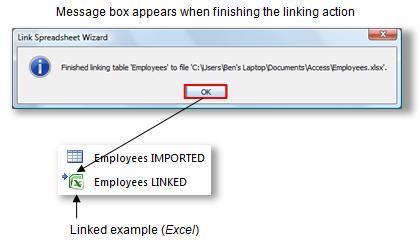 Access 2007 and later - Linking to the same example as above instead, will follow the same procedure but will give you less options (three steps only).
