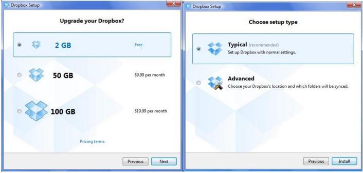 Once installed you need to create a FREE Dropbox account.
