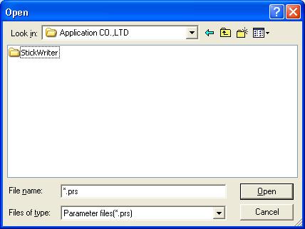 (4) [Parameter File Download] Menu Select a parameter file to enable downloading to the StickWriter s flash memory.