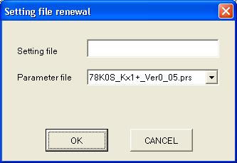 Fig 46 Input any Setting file name and select a Parameter file for the target device. Press [OK].