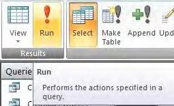 RUNNING A QUERY You can run a query and display its dynaset directly from Design view.