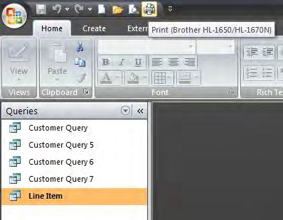 To print a query dynaset, first select the query you want to print.