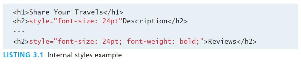 Inline Styles Style rules placed within an HTML element via the style attribute An inline style only affects the element it is defined within and will override any other style definitions for the