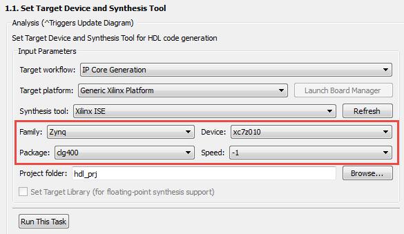 Exercise 4B: Creating IP in MathWorks HDL Coder Figure 4.28: Zybo HDL Workflow Advisor Input Parameters Resume (k) (l) Click Run This Task to apply the settings.