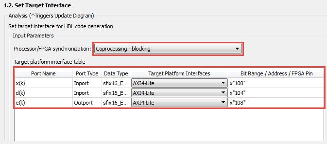 In the Input Parameters pane, select Coprocessing - blocking as the Processor/FPGA synchronization.