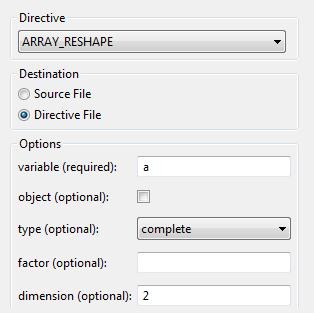 Exercise 3B: Design Optimisation in Vivado HLS Figure 3.17: Directive configurations for reshaping array a (r) Repeat for array b, this time ensuring dimension is set to 1.