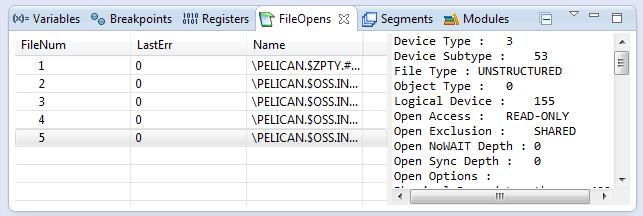 Show Columns Select Columns If the FileOpens view is opened in the Debug perspective, the new view is placed on top right side, along with the other debug views such as Variables and Expressions