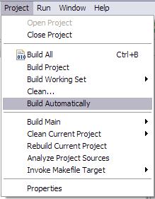 When the Build Automatically option is enabled and an Ada source file is changed and saved (or after the overall project is cleaned), the builder is automatically invoked.