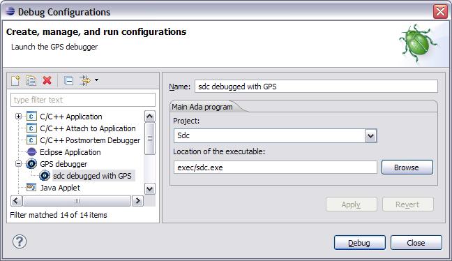 9.10 Using the GPS Debugger As an alternative to using the GNATbench debugger, you have the option of launching the GPS debugger from Eclipse.