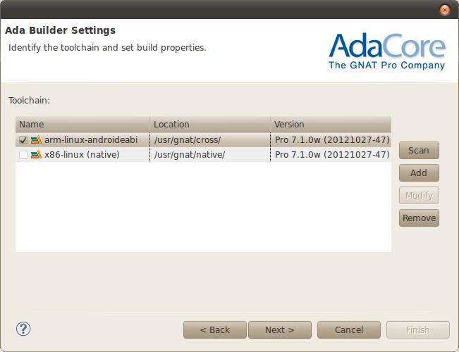 Next select the existing client Android ADT project that will use the Ada