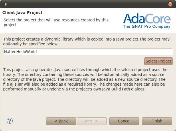 Click Select Project to open a project selection dialog and choose an open Java project in the current workspace. Then press OK.