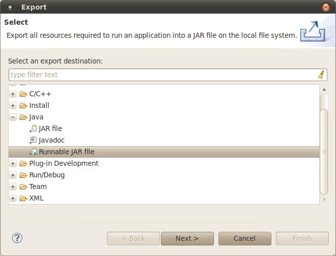 12.5.3 Exporting the Java Project The Java project may be deployed outside of Eclipse using the normal JDT tools. Both ajis.