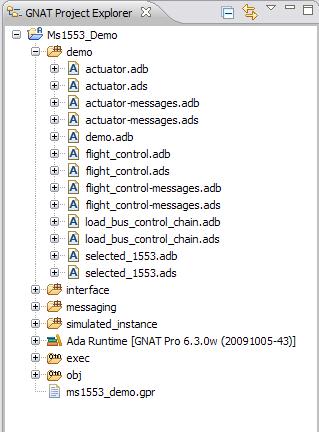 below. Clicking on file names within these trees will open the corresponding files in the Ada-aware editor.