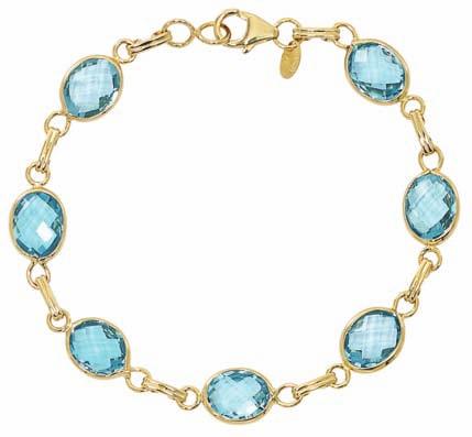 BE CREATIVE WITH COLOR Our 7 1/2 Gold Bracelet featuring 10x8 Gemstones and is available in Amethyst, Blue Topaz, and Citrine.
