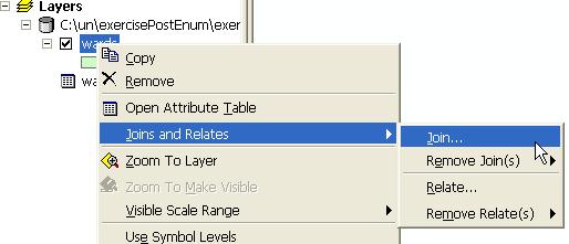 keys will not be joined. Right-click wards feature class, then click Joins and Relates, select Join 2007 Select Join attributes from a table for What do you want to join to this layer?