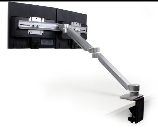 Monitor mounting bracket contains both 75mm and 100mm hole patterns to comply with VESA standards.