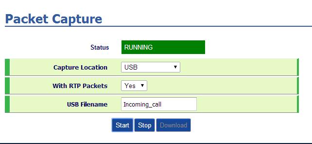 When USB is selected as the capture location, user can define the capture file name in USB Filename field.