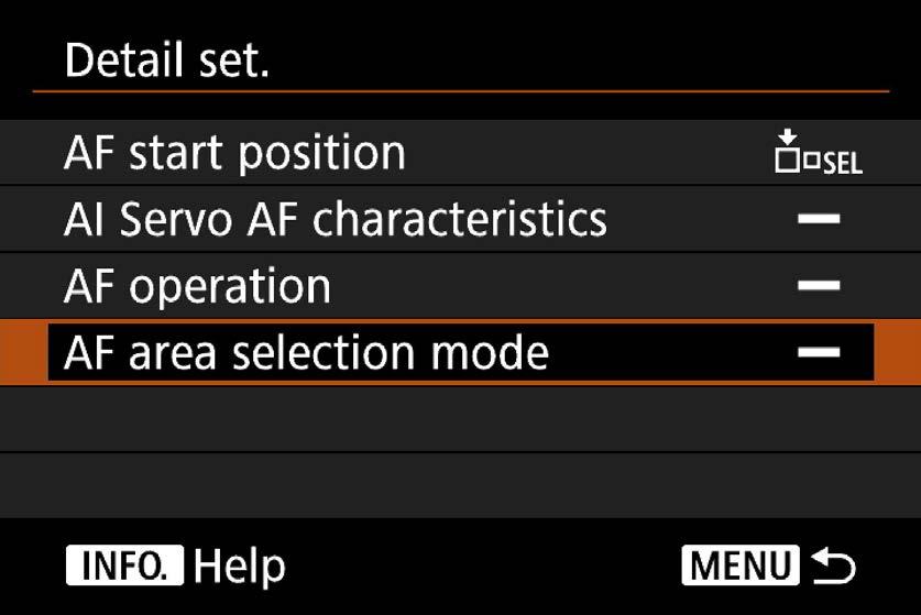 [Register/recall shooting functions] Press the button Select the [AF area selection