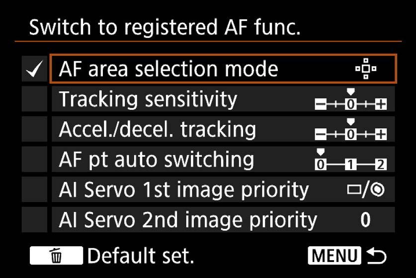 CONTENTS Chapter 1 Chapter 1 Chapter 2 Chapter 3 Chapter 4 Chapter 5 Chapter 6 Set up steps [Switch to registered AF functions] Assign to the or depth-of-field preview button Press the button now