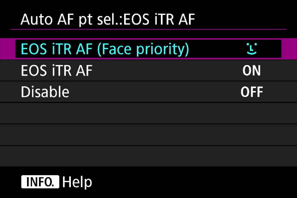 CONTENTS Chapter 1 Chapter 2 Chapter 3 Chapter 4 Chapter 5 Chapter 6 Automatic selection: EOS itr AF [EOS itr AF (Face priority)] With priority on people's face information, AF point selection and