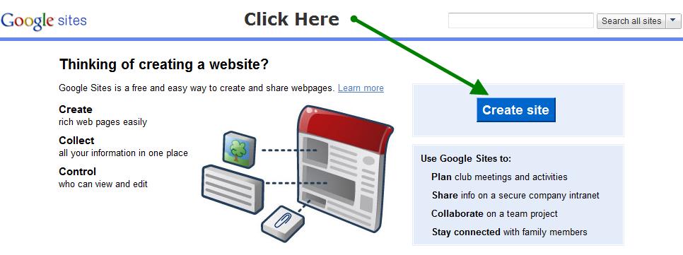 co m (sign up, and sign in) Create Your Site Click
