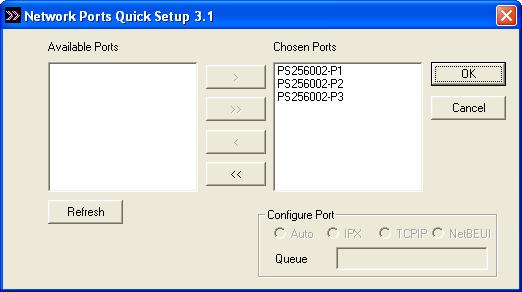 Please be aware that Network Ports Quick Setup Utility can only detect and configure all print servers on the same network, it cannot search and configure print servers on other subnets across