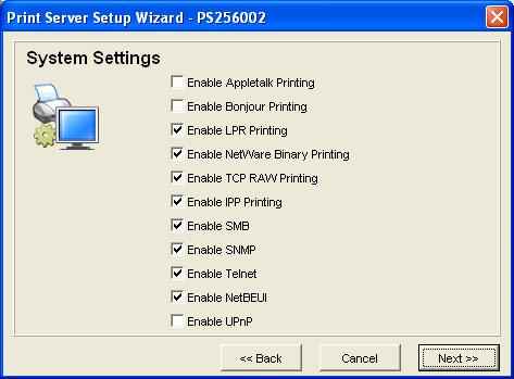 Step 3: Setup the IP of this print server and the DHCP