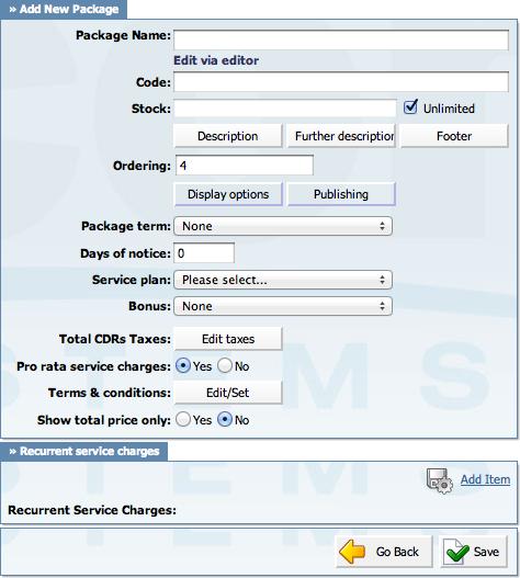 Configuring TELCOware 38 Recurrent service charges Click on the Add Item button, browse through the pop-up window to find and add the appropriate item, for example: Directory: Residential Phone Lines