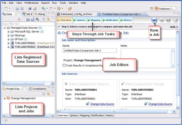 INTR ODUCING DB CHANGE MANAGER Schema comparison: A schema comparison job lets you compare the schemas of different data sources or archives.