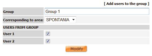This will display the form shown below: On this form, the group name and the area to which it belongs can be changed.