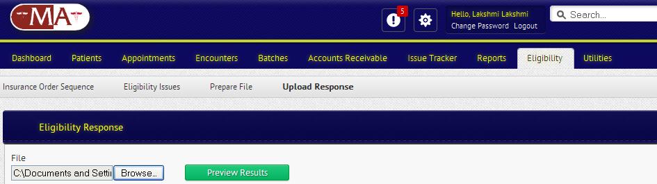 The Eligibility Response page will be displayed. 3 Click Preview 3.