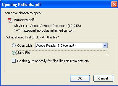 Click Print The Open dialog will be displayed. Click OK 2. Save the file to your computer.