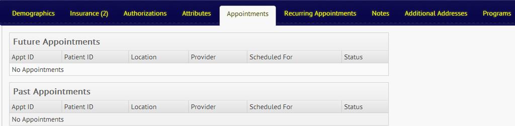 21. In the Recurring Appointments tab, provide the details of all recurring appointments