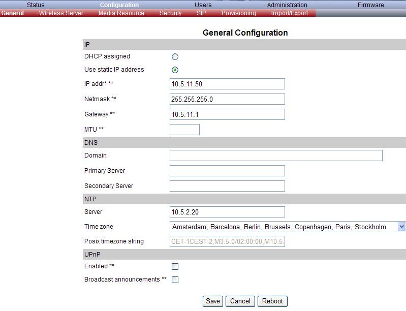 8.4 Configuring the Server 6000 Using a Static IP Address This section describes how to configure an Server 6000 using a static IP address. )) The Server 6000 is predefined to use a static IP address.
