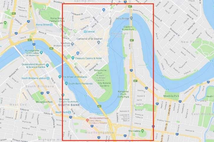 Area of interest Brisbane City centre (Story Bridge and Kangaroo Point area) The Queensland