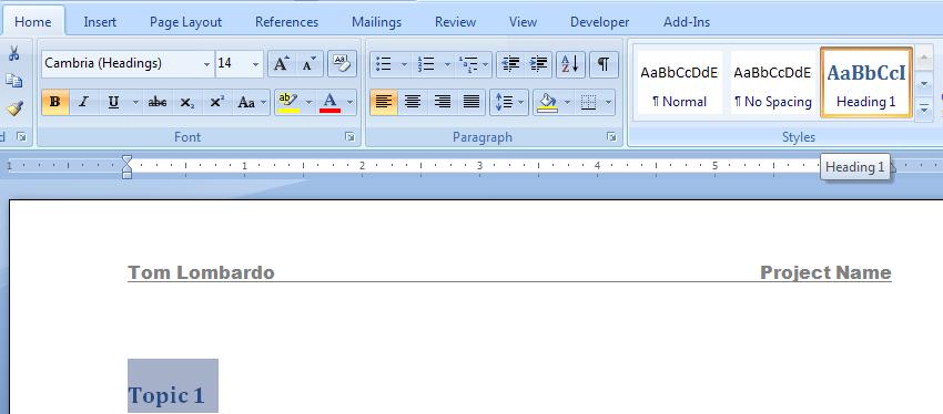 Add a Section Heading The sections of your document should include headings.