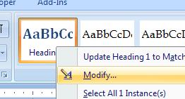 Modify a Heading Format By default, Word s heading 1 style is not in Arial Black font.