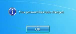 5. After the password has been successfully changed the following screen will appear informing you
