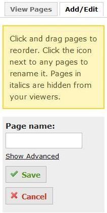 ADDING PAGES Within each Section you can add pages or edit their name by following these steps: