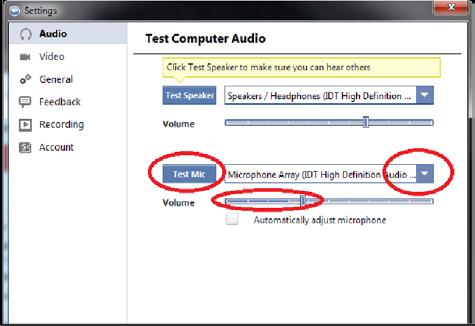 2. Other participants can t hear you? a. Make sure you have the correct internal/external microphone setup in Zoom.