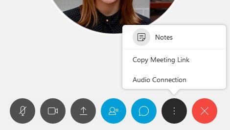 Navigating the Meeting Hovering over the bottom of your screen will reveal the following: Mute Start my video Share content Participants Chat More options Leave meeting 1.